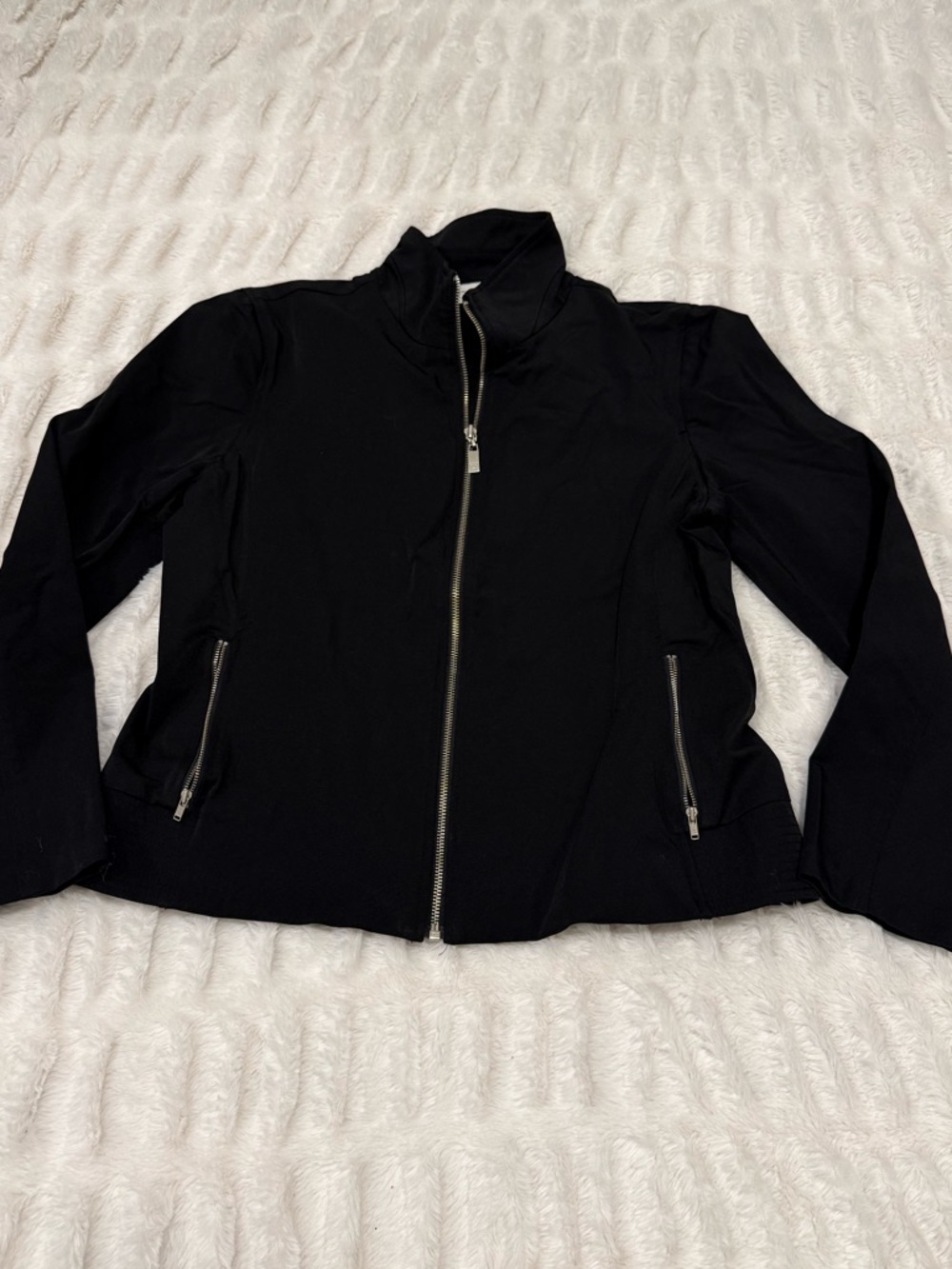 Isaac Mizrahi Black Zip-Front Utility Jacket